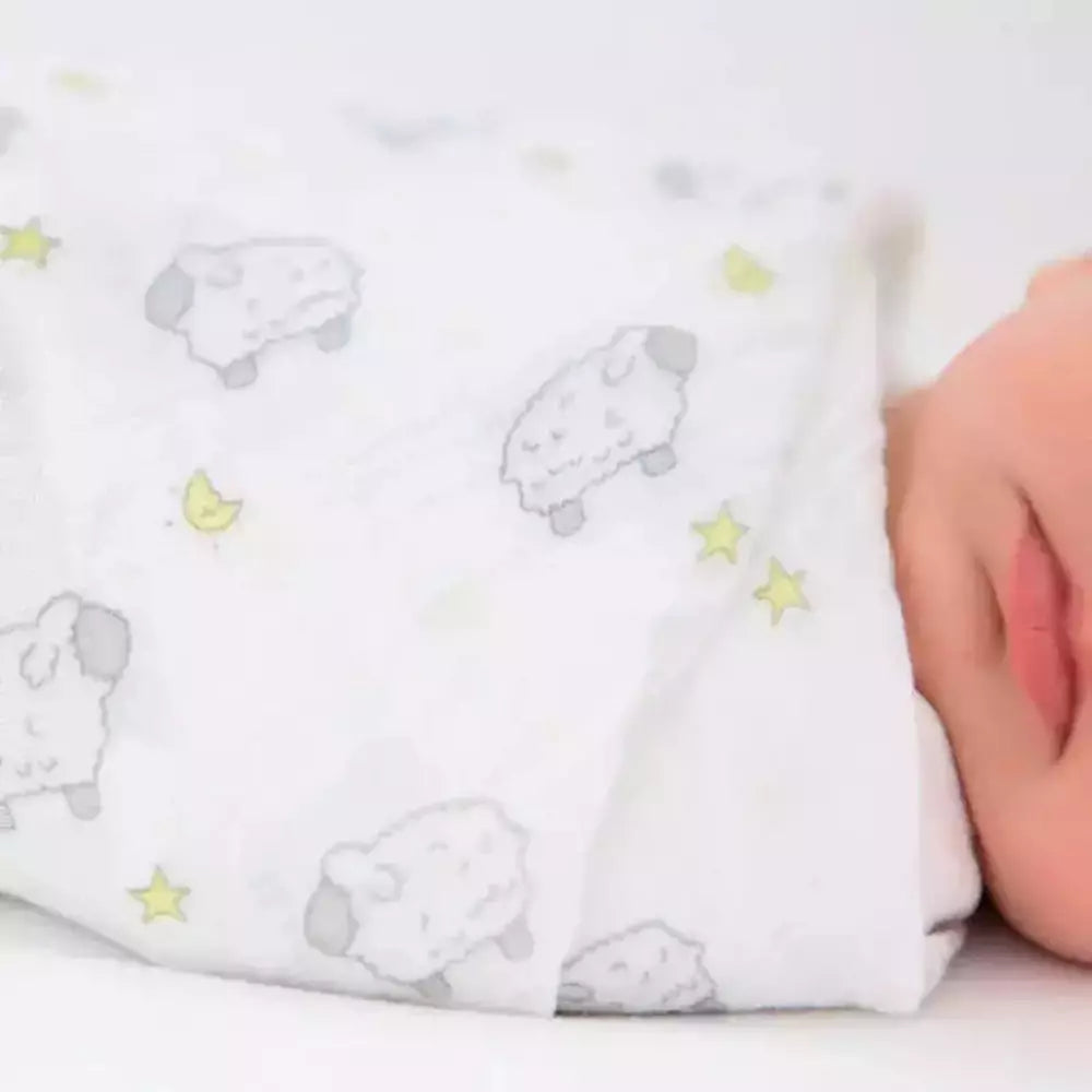 Muslin Swaddle Blanket - Little Lamb and Stars 3