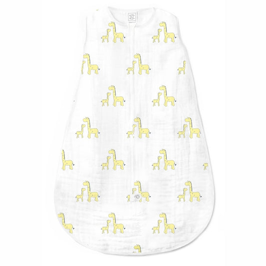 SwaddleDesigns Muslin zzZipMe Sack, 2-Way Zip, Mama & Baby Giraffe, Yellow 