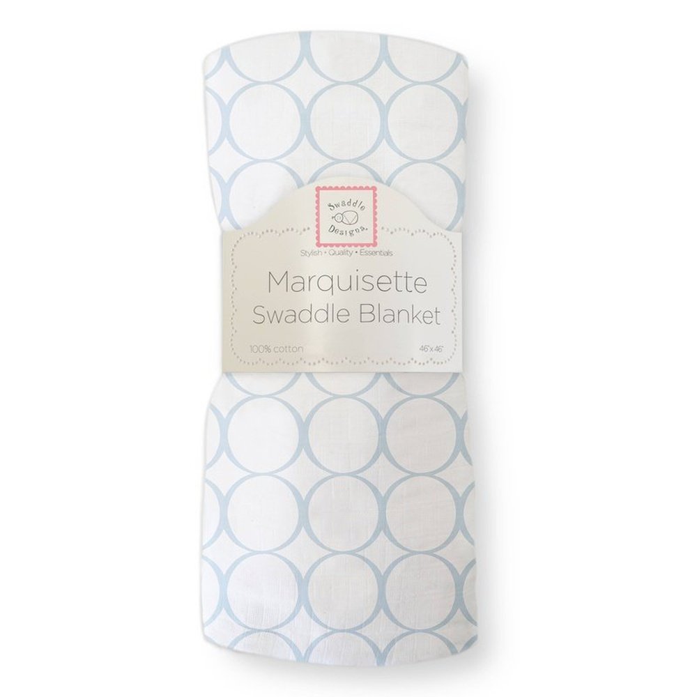 Pastel Blue Mod Circles Marquisette Swaddle Blanket 1