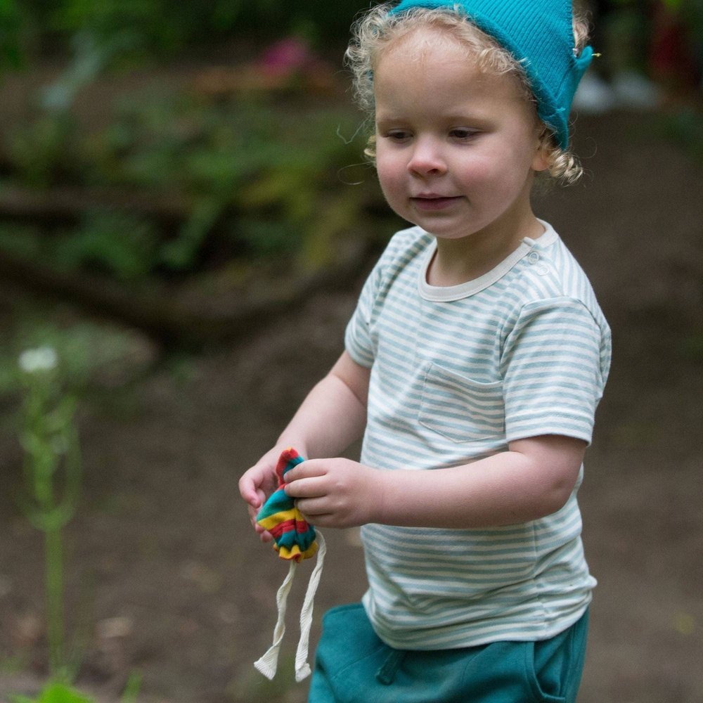 Little Green Radicals Blue Striped Organic Short Sleeve T-Shirt 