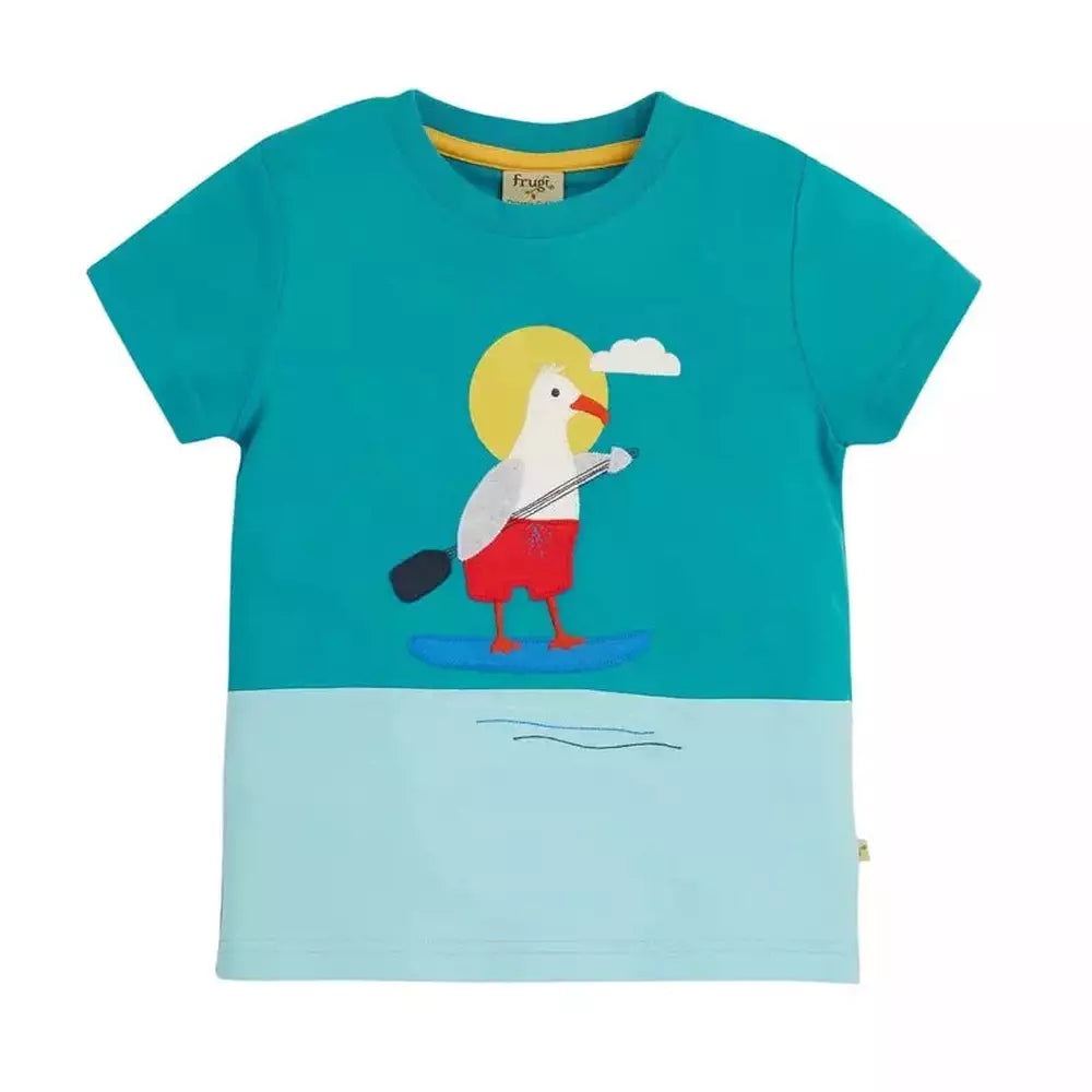 Frugi Penryn Panel T-Shirt - Seagull 
