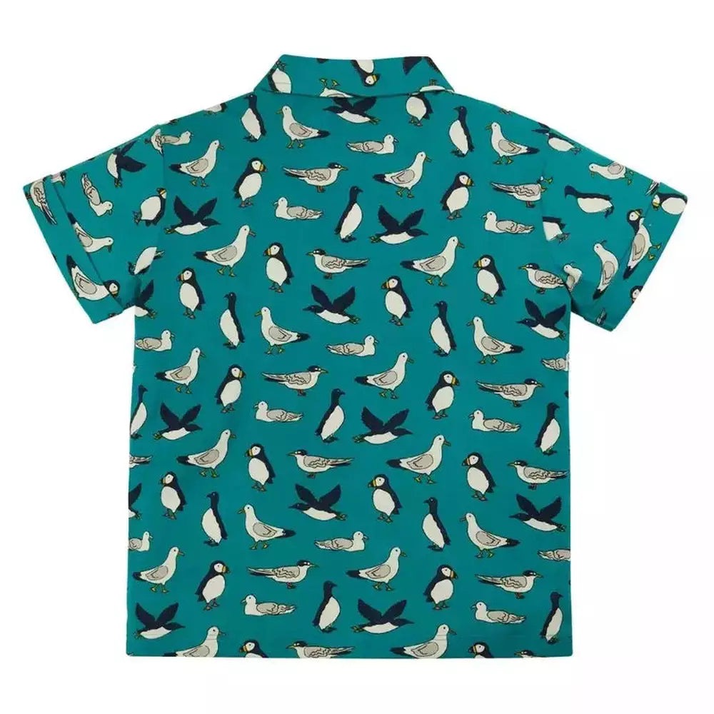 Frugi Rupert Jersey Shirt - Camper Blue Sea Birds 