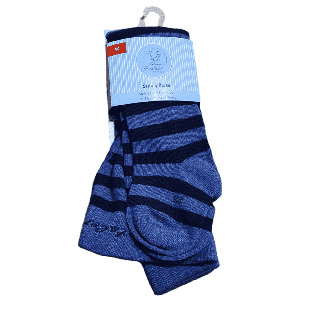 Seam Free Cotton Tights - Navy Stripe 1