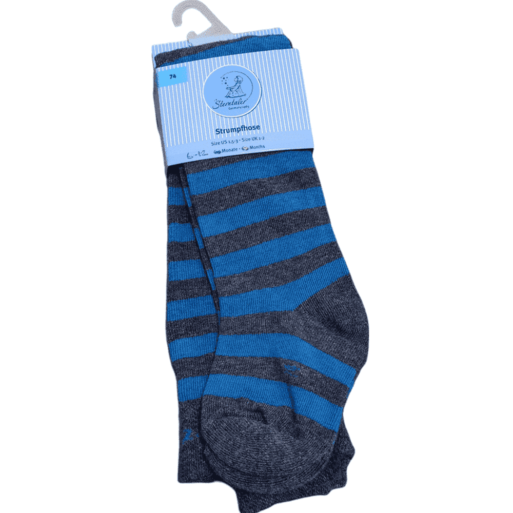 Seam Free Cotton Tights - Teal Stripe 1