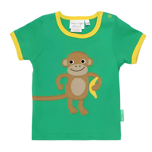 Monkey Applique Short Sleeve T-Shirt 1