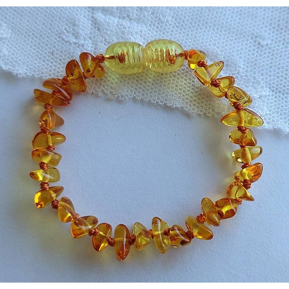 Amber Auksas Polished Golden Lemon Baltic Amber Bracelet/Anklet - 5" 