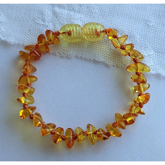 Amber Auksas Polished Golden Lemon Baltic Amber Bracelet/Anklet - 5" 