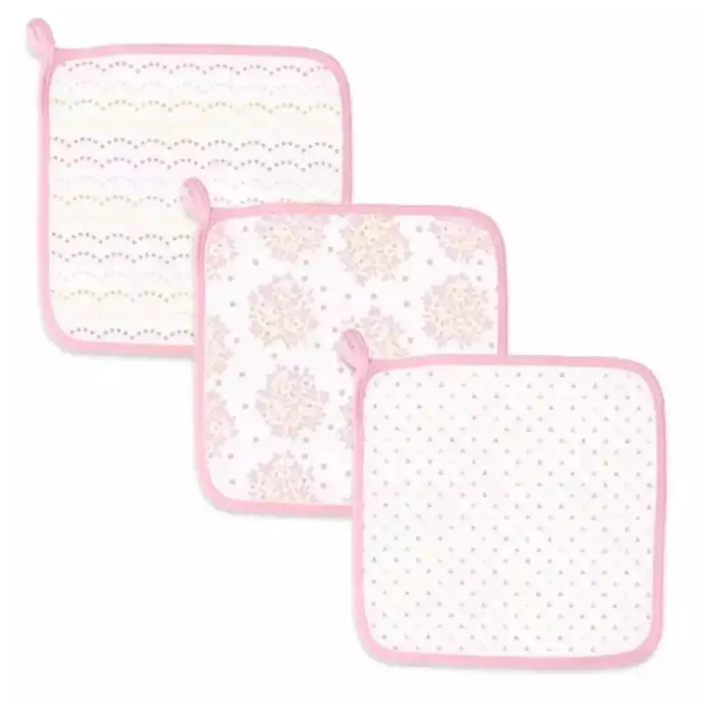 Muslin Wash Cloths - Pink Shimmer Set of 3 2