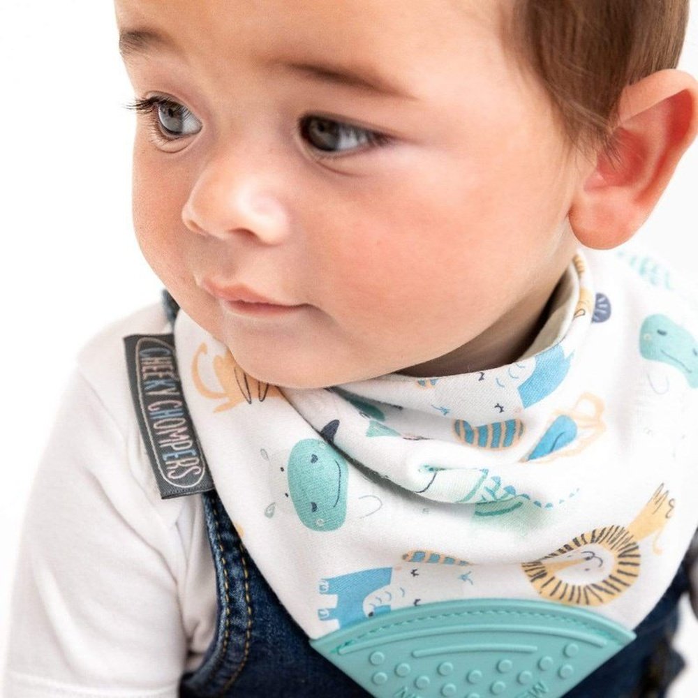 Neckerchew Teething Dribble Bib - Cheeky Animals 2