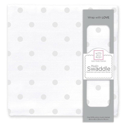 Muslin Swaddle Blanket - Sterling French Dots 1