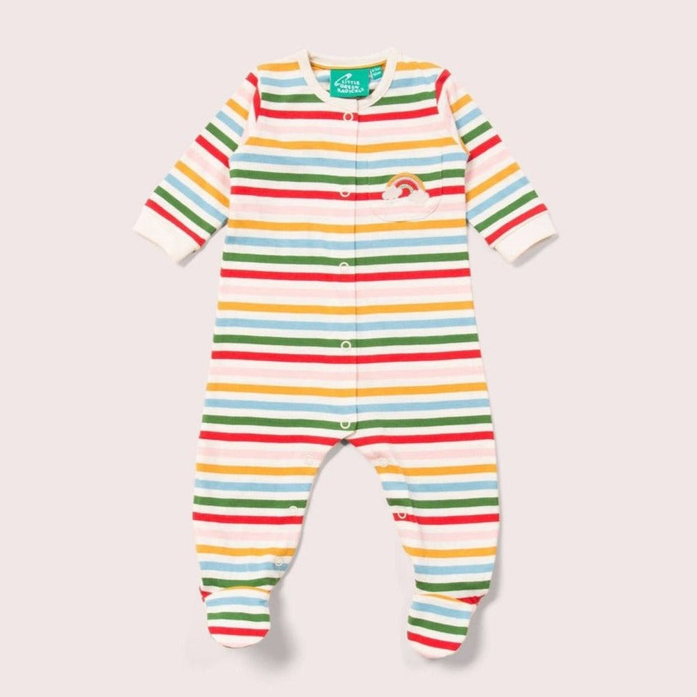 Little Green Radicals Rainbow Striped Organic Babygrow 