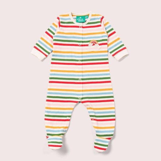 Little Green Radicals Rainbow Striped Organic Babygrow 