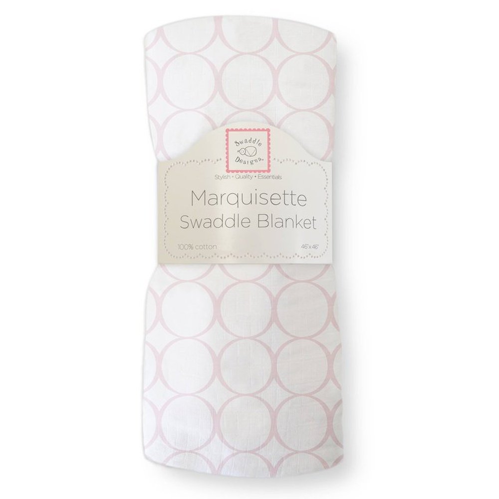 Cute and Calm Marquisette Swaddle Blanket - Pale pink circles 1