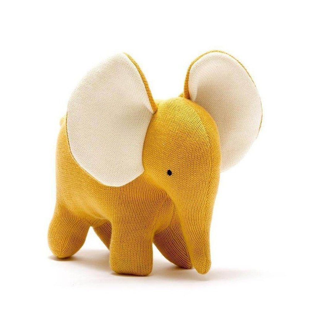 Organic Knitted Elephant - Mustard 1