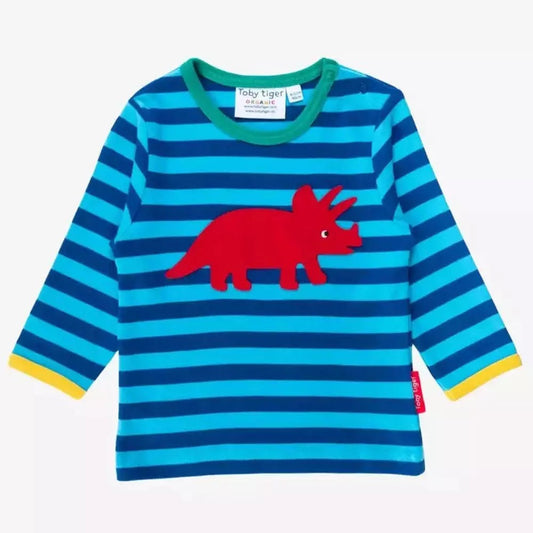 Toby Tiger Triceratops Applique Long Sleeve Top 