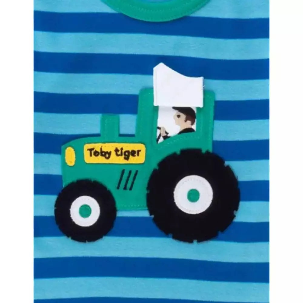 Toby Tiger Tractor Applique Long Sleeve Top 